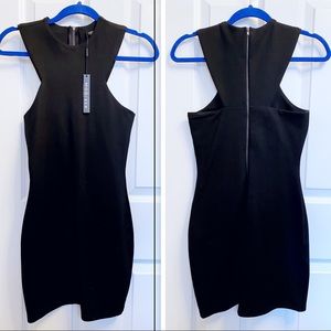 Geometric cutout black dress